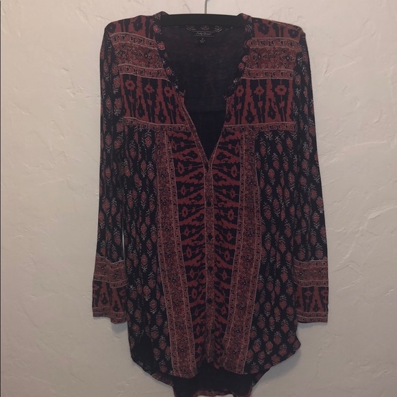 Lucky Brand Orange and Navy Patterned Tunic - Picture 2 of 6